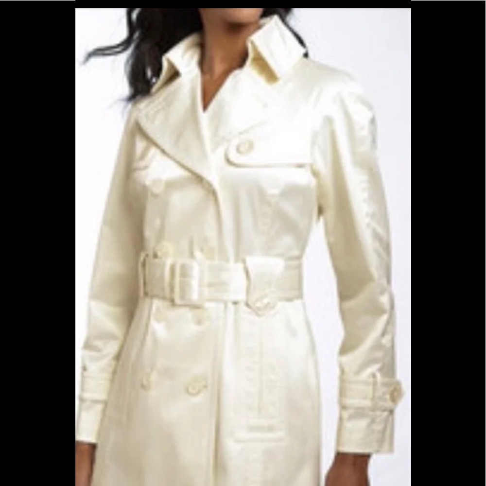 Jessica Simpson Cream Pearl satin trench coat NWOT